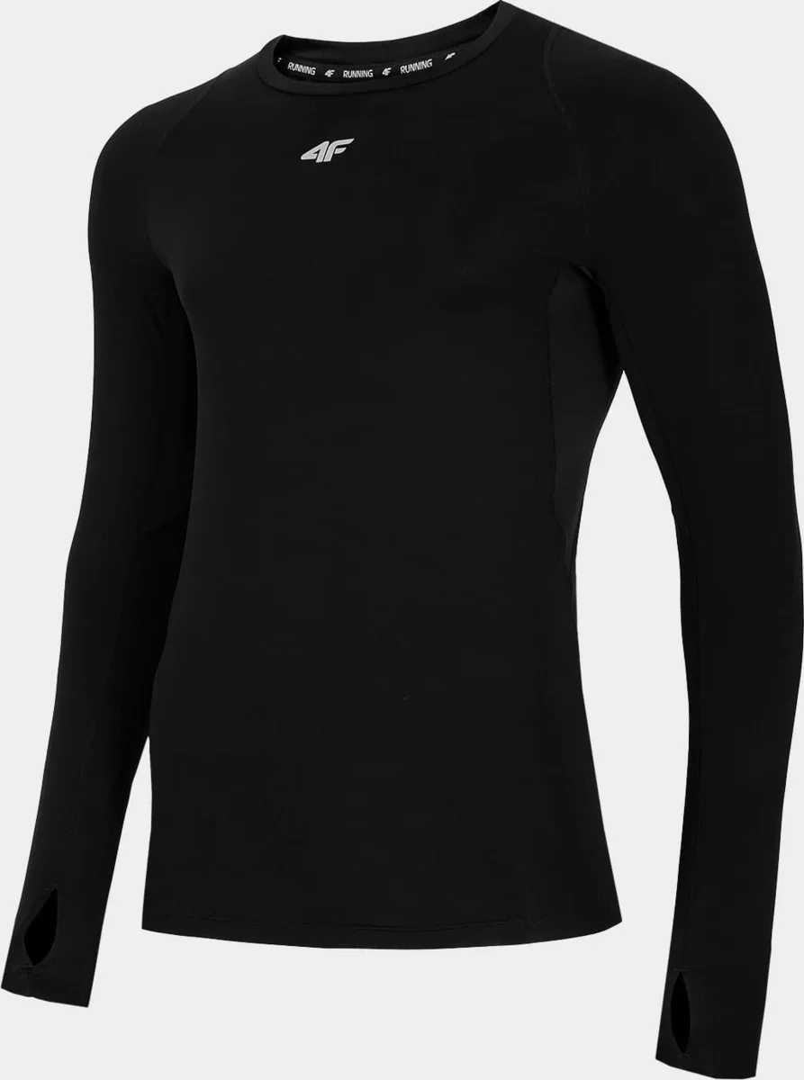 Černé pánské běžecké tričko 4F s dlouhým rukávem