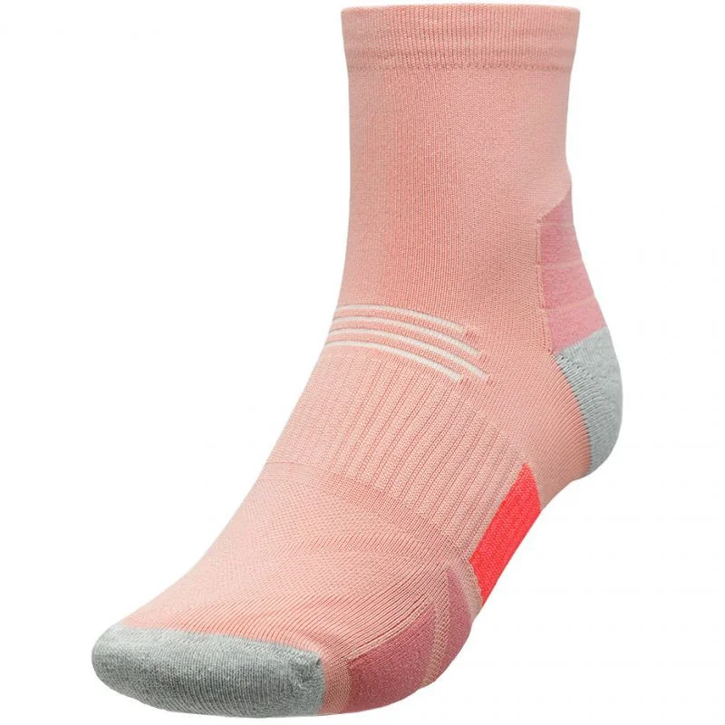 Světle růžové dámské ponožky 4F s šedými prvky