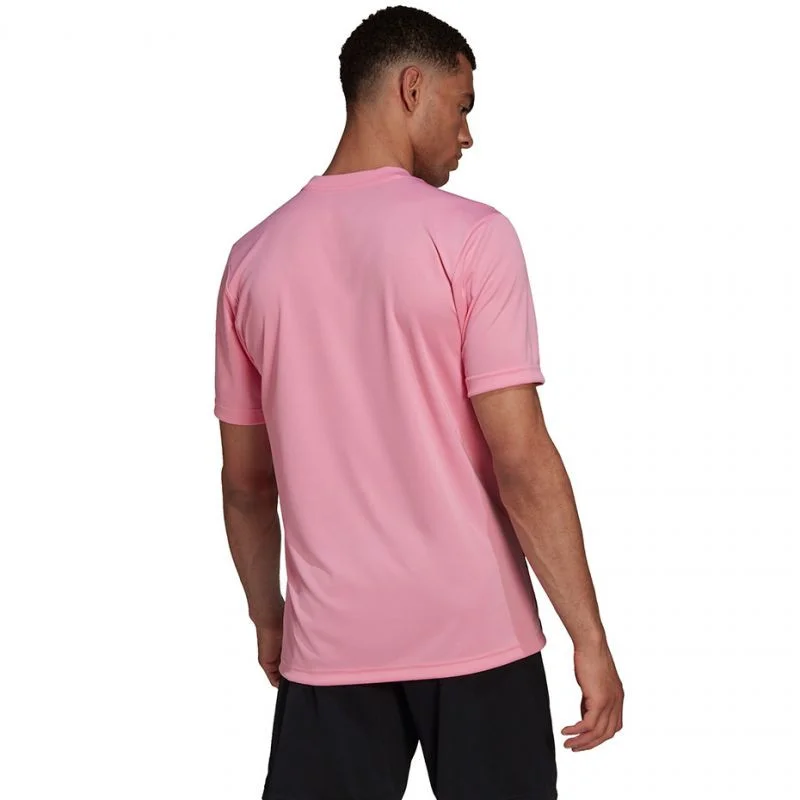 Růžovo-černé pánské tričko Adidas Entrada s diagonálními pruhy