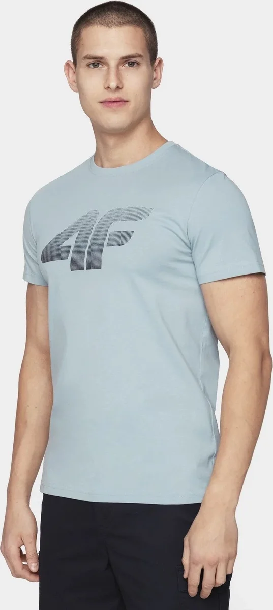 Světle modré pánské bavlněné tričko 4F s logem