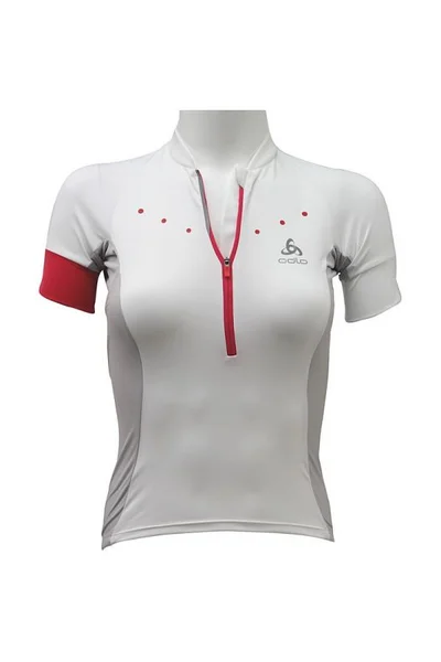 Dámský bílý cyklistický dres Stand-Up Collar S/S 1/2 Zip Gavia ODLO