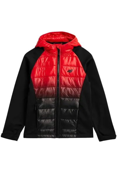 Chlapecká černo-červená softshellová bunda  4F