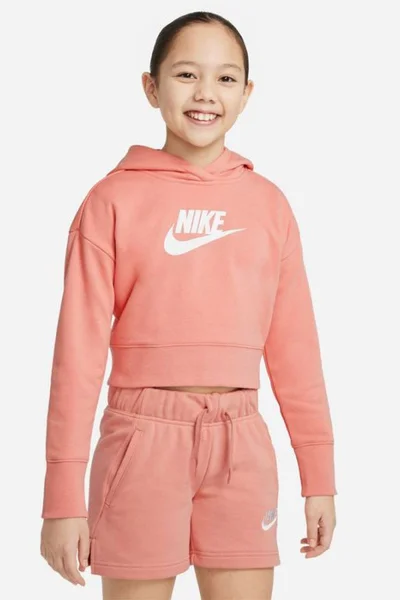 Růžová dívčí mikina s kapucí Sportswear Club Nike