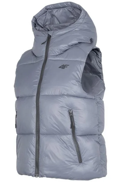 Dámská zimní vesta s kapucí a kapsami na zip - 4F