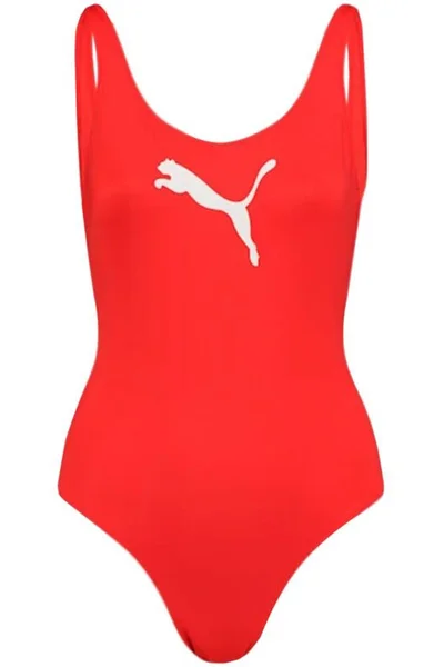 Dámské červené jednodílné sportovní plavky Puma