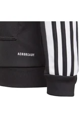 Černá dětská mikina Adidas s kapucí a pruhy na rukávech