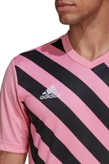 Růžovo-černé pánské tričko Adidas Entrada s diagonálními pruhy
