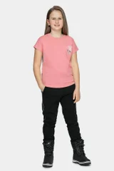 Růžové dívčí triko 4F s potiskem s poselstvím