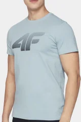 Světle modré pánské bavlněné tričko 4F s logem