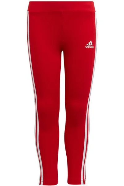 Sportovní dětské červené legíny Adidas s pruhy