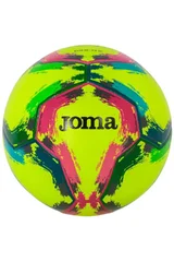 Neon žlutý míč na fotbal s barevnými detaily Joma