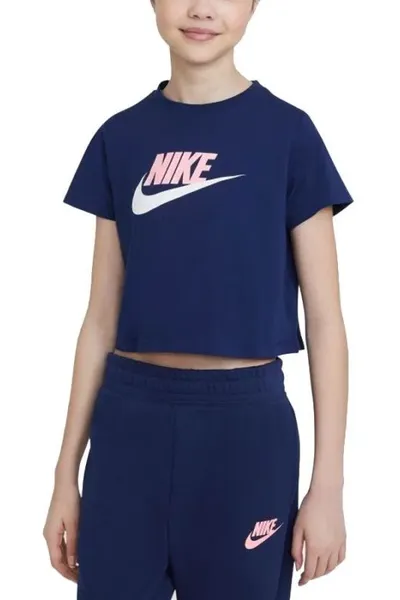 Dívčí tmavě modré tričko Sportswear Big Kids' Cropped Nike