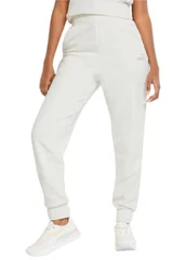 Dámské krémové kalhoty Puma ESS+ Embroidery High-Waist Pants FL