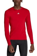 Pánské červené tričko s dlouhým rukávem Techfit Aeroready Long Sleeve Adidas