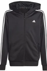 Dětská černá mikina s kapucí a zipem Adidas