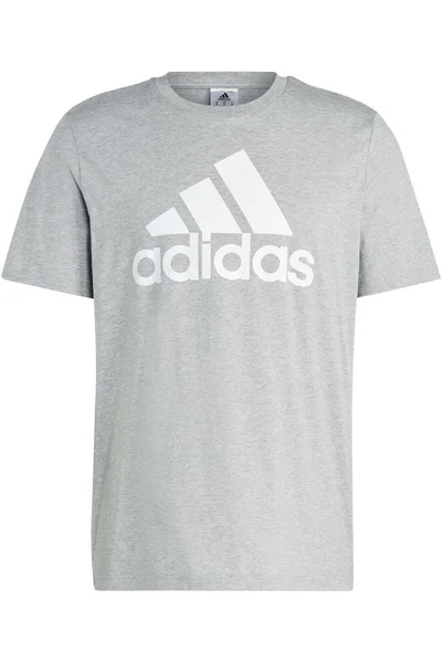 Pánské šedé triko Adidas Essentials Single Jersey 3-Stripes Tee