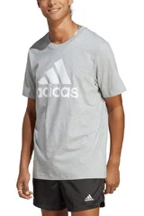 Pánské šedé triko Adidas Essentials Single Jersey 3-Stripes Tee