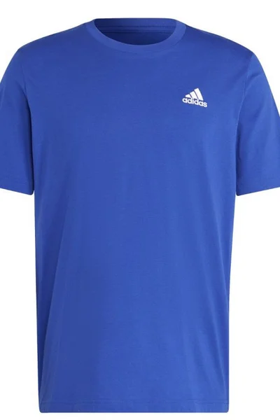 Modré pánské tričko s vyšitým logem Adidas Essentials