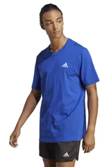 Modré pánské tričko s vyšitým logem Adidas Essentials