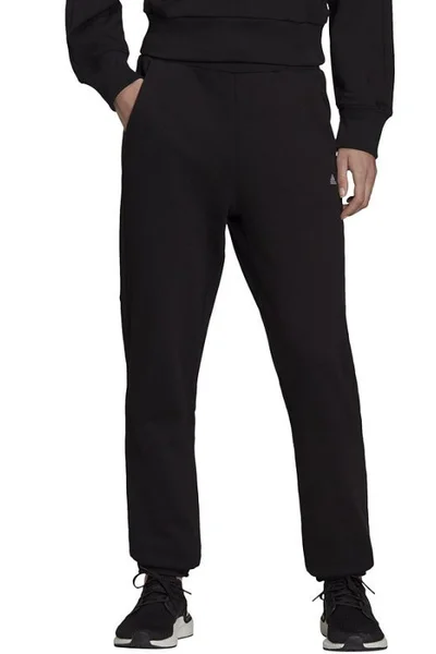 Pánské černé tepláky s žebrovanými nohavicemi Adidas 3-Stripes