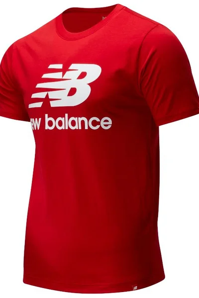 Pánské červené tričko New Balance Essentials Stacked Logo T REP