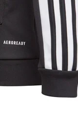 Černá dětská mikina Adidas s kapucí a pruhy na rukávech
