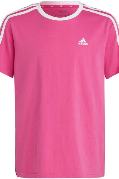 Dětské růžové tričko Adidas Essentials 3-Stripes Cotton Loose Fit Boyfriend Tee