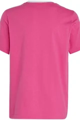 Dětské růžové tričko Adidas Essentials 3-Stripes Cotton Loose Fit Boyfriend Tee