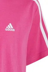 Dětské růžové tričko Adidas Essentials 3-Stripes Cotton Loose Fit Boyfriend Tee