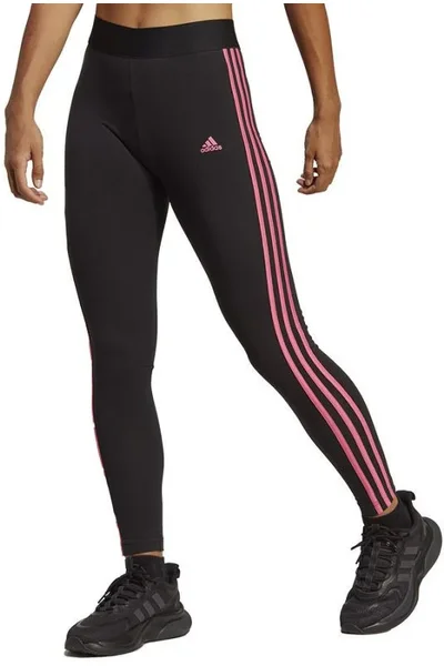 Sportovní dámské černé legíny s pruhy Adidas Essentials
