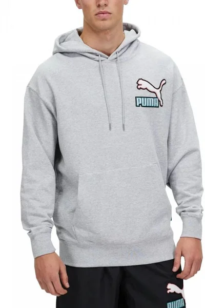 Světle šedá pánská hoodie mikina s logem Puma