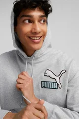 Světle šedá pánská hoodie mikina s logem Puma