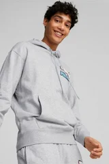 Světle šedá pánská hoodie mikina s logem Puma