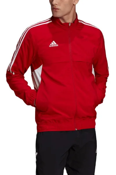 Červená pánská mikina na zip se stojáčkem Adidas Condivo