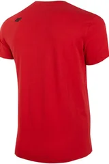 Pánské červené bavlněné tričko  4F