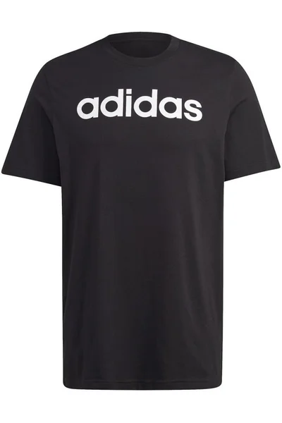Pánské bavlněné černé tričko s potiskem Adidas Essentials Single Jersey
