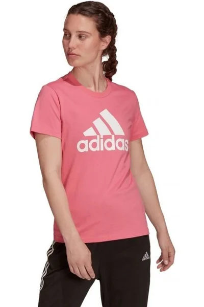 Růžové dámské sportovní tričko Adidas s klasickým logem