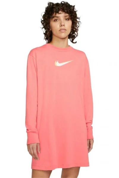 Dámské růžové šaty Nsw LS Dress Prnt  Nike