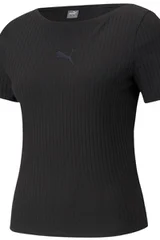 Dámské černé tričko Her Ribbed Slim Puma