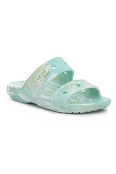 Dámské modré pantofle Crocs Classic Marbled Sandal