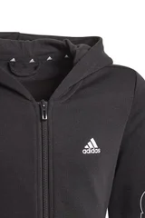 Dětská černá mikina s kapucí Adidas Essentials Logo Full-Zip Hoodie