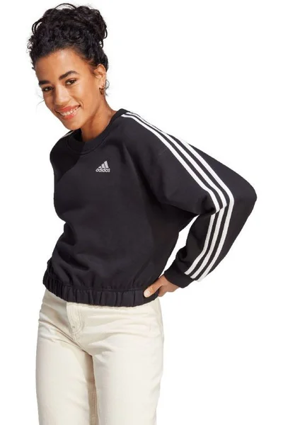 Krátká dámská crop mikina Adidas s pruhy