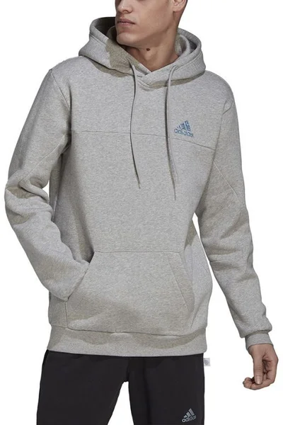 Světle šedá pánská bavlněná mikina s kapucí ADIDAS