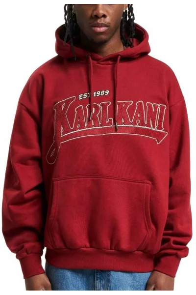 Červená pánská Hoodie mikina s nápisem Karl Kani