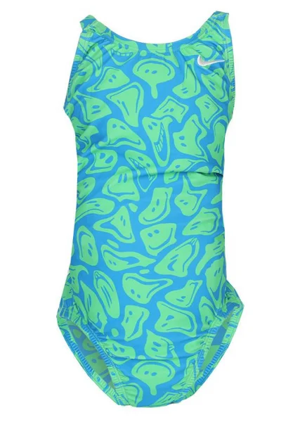 Dívčí modré jednodílné plavky Hydrastrong Multiple Print  Nike