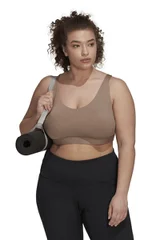 Sportovní hnědá podprsenka pro volný pohyb Luxe Medium-Support Bra Adidas