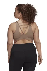 Sportovní hnědá podprsenka pro volný pohyb Luxe Medium-Support Bra Adidas